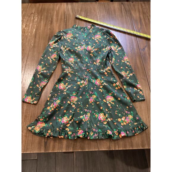 Vintage 60s Patricia Fair Mod Flower Power GoGo 70s flare paneled Mini Dress 7 S - Picture 7 of 14